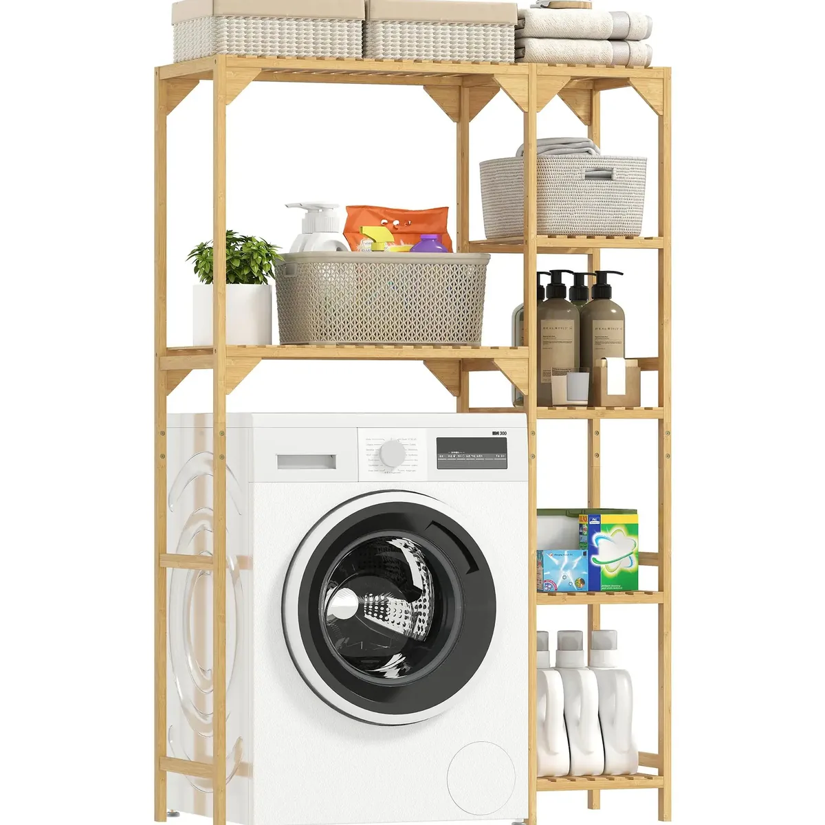 Étagère en bambou pour machine à laver 100×40×157 cm – Image 3