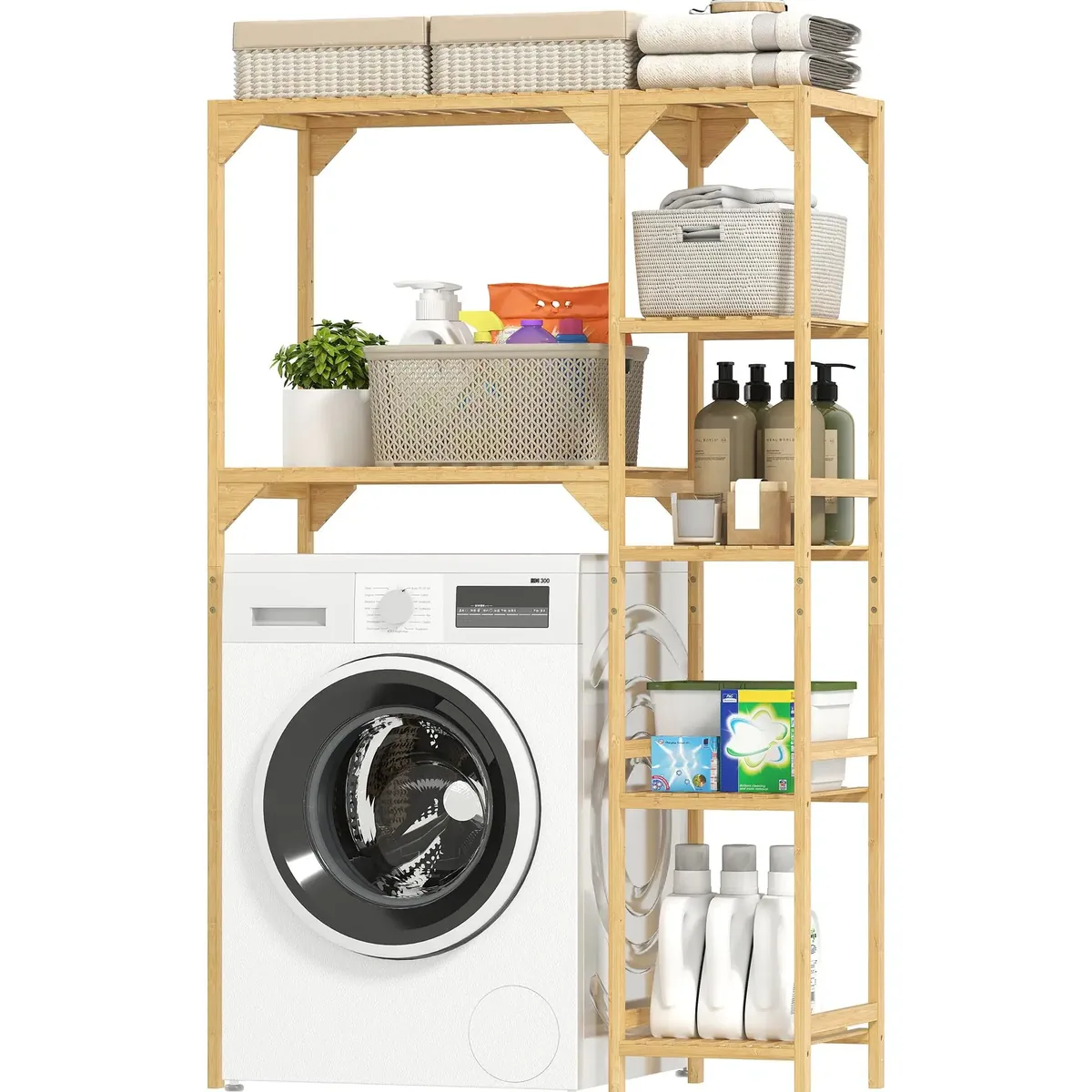 Étagère en bambou pour machine à laver 100×40×157 cm – Image 4