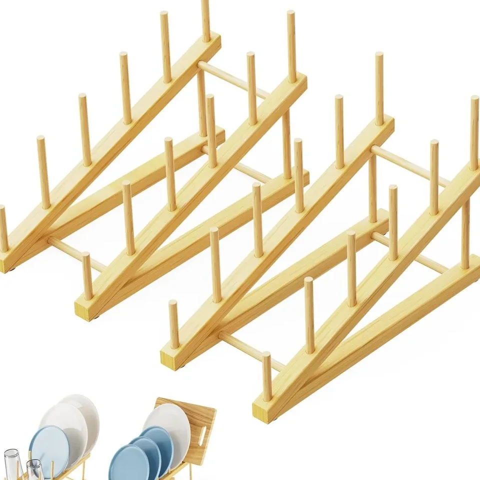 Étagère extensible en bambou pour vaisselle et rangement