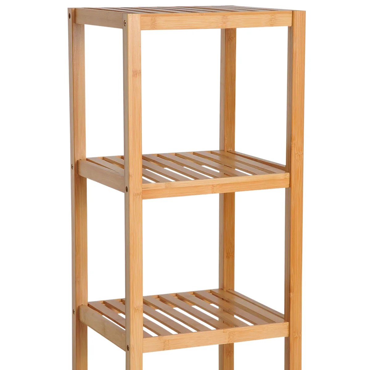 Étagère haute 4 niveaux en bambou pour salle de bain – Image 5