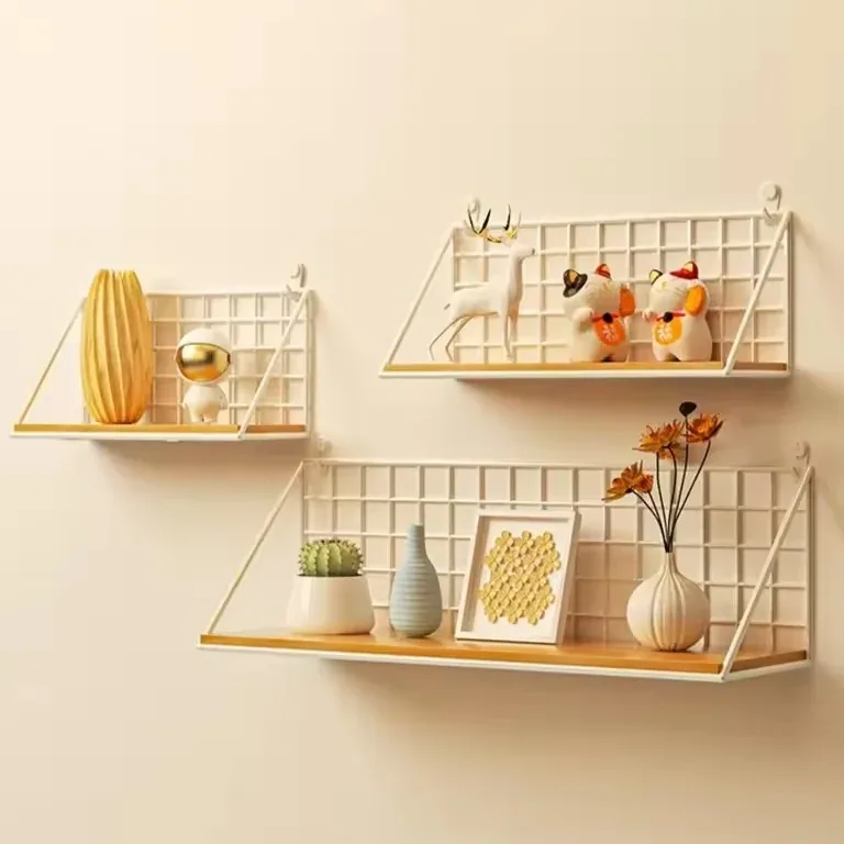 Étagère murale bois avec panier et cadre métal – Image 3
