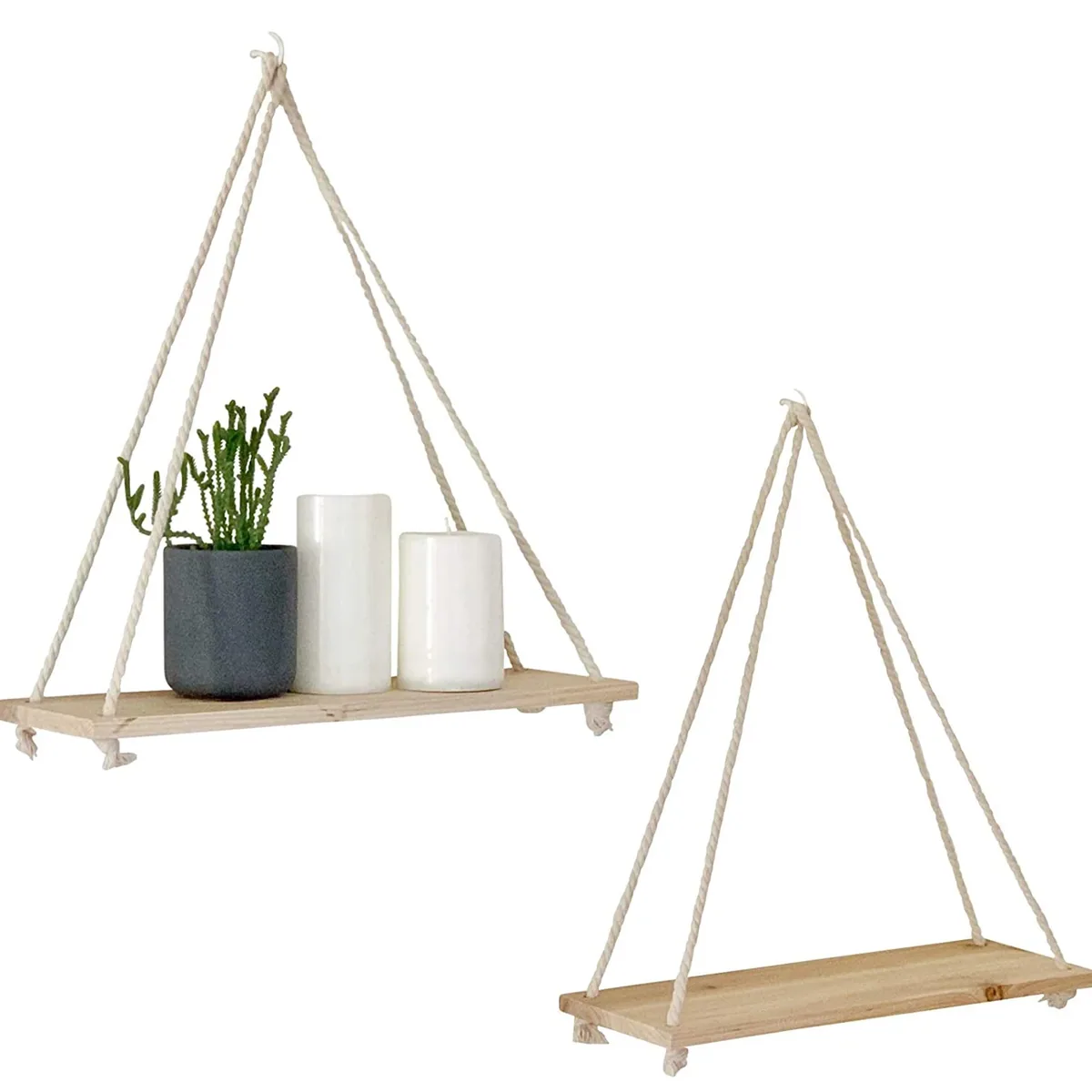 Étagère murale en bois à corde style rétro – Image 2