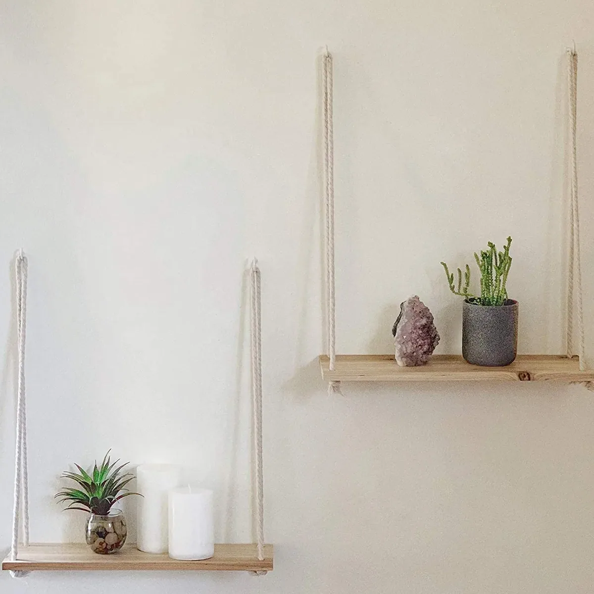 Étagère murale en bois à corde style rétro – Image 3