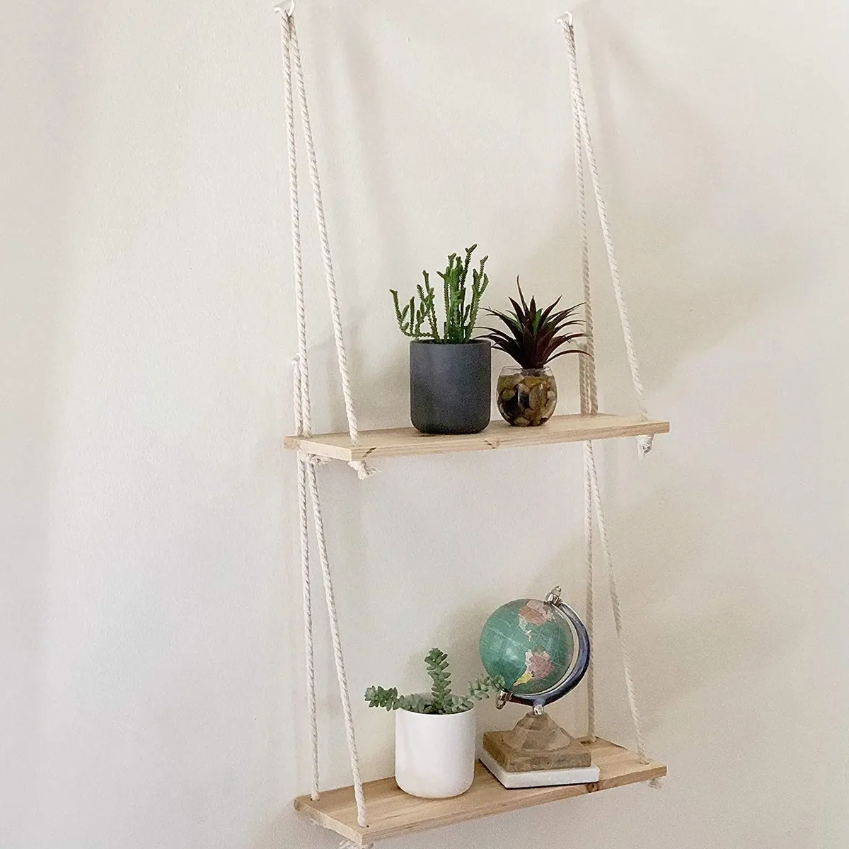Étagère murale en bois à corde style rétro – Image 4