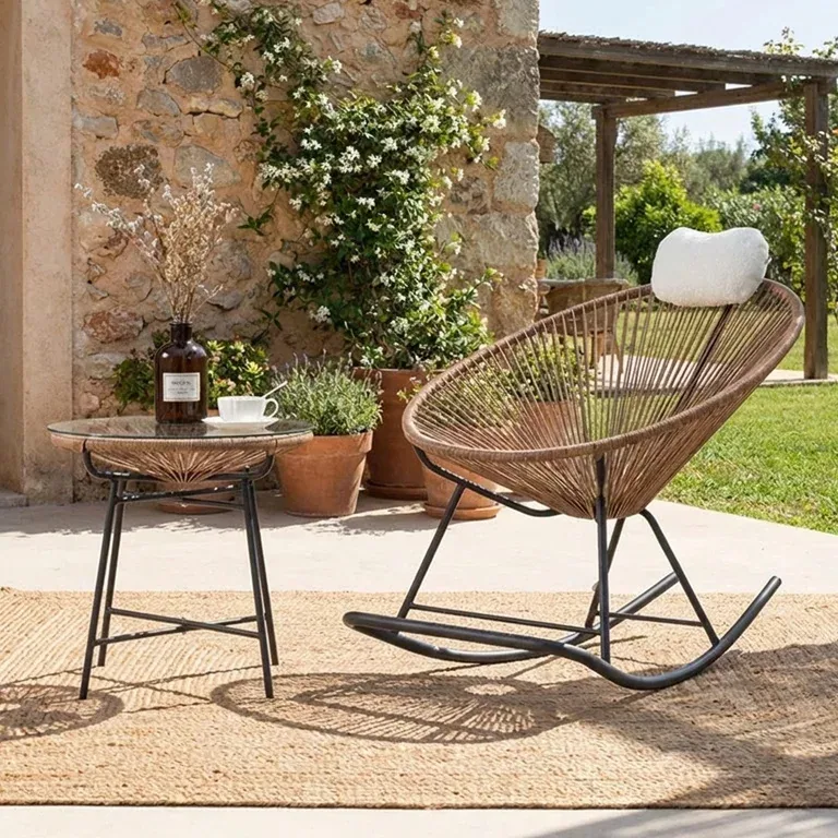 Fauteuil à bascule rotin blanc Chair-white