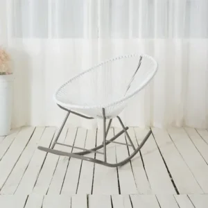 Fauteuil à bascule rotin Table-white pour balcon
