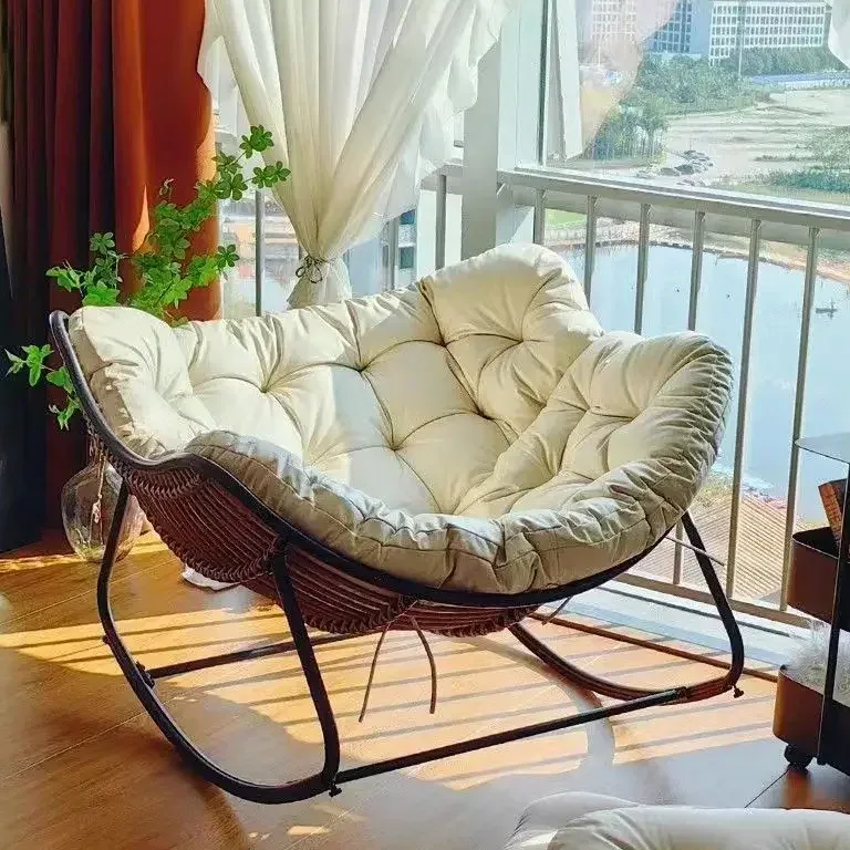 Fauteuil à bascule rotin tressé pour adulte – Image 3