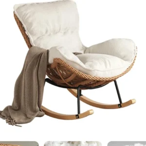 Fauteuil inclinable à bascule en rotin tressé vintage