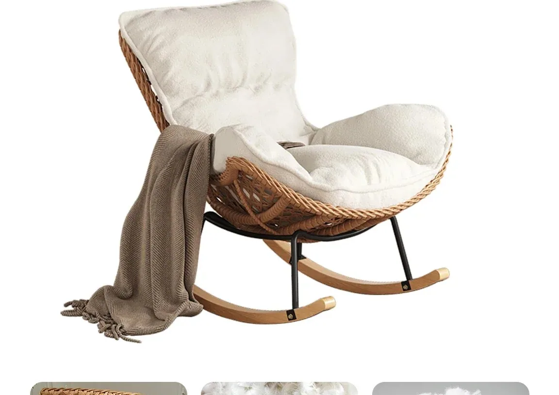 Fauteuil inclinable à bascule en rotin tressé vintage