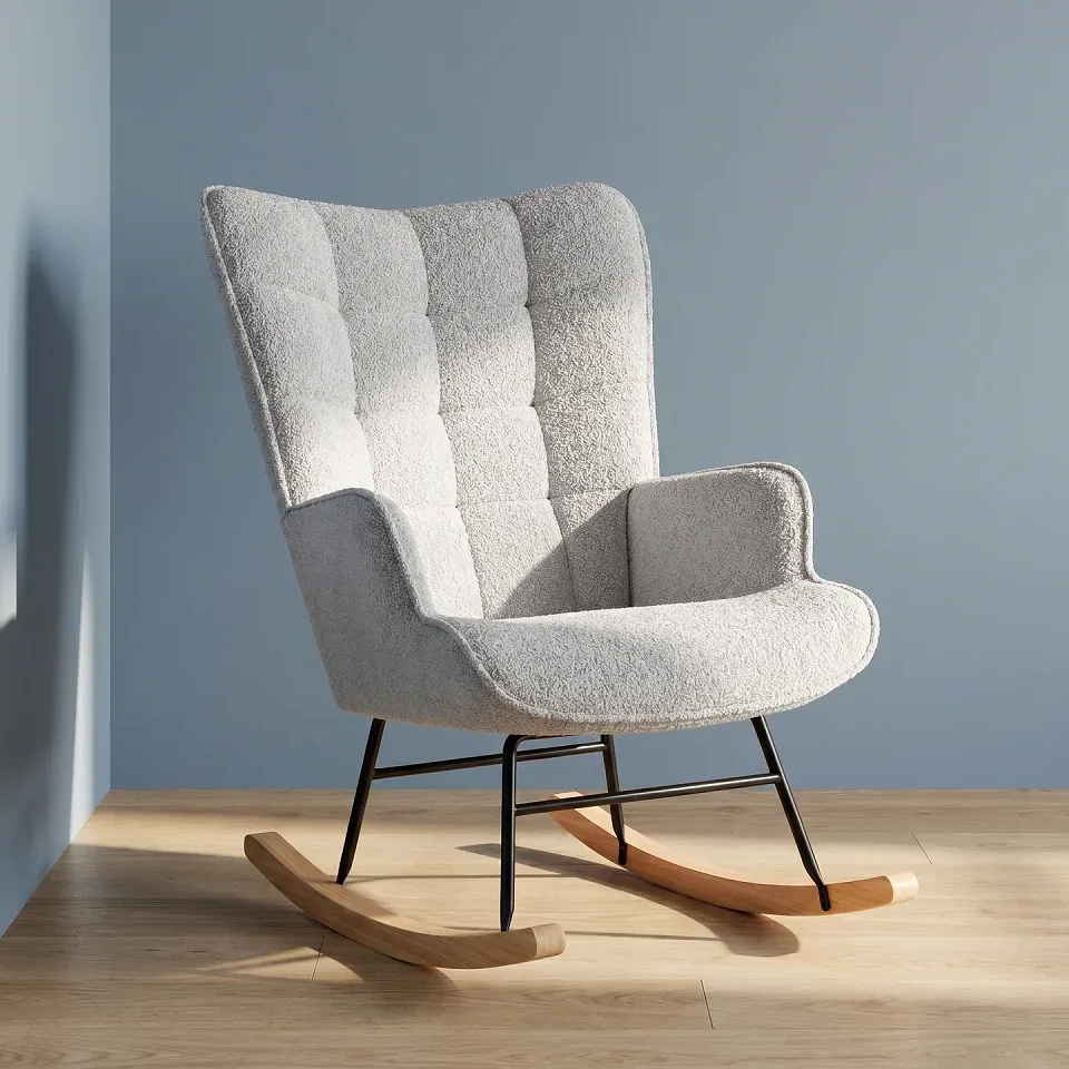 Fauteuil rembourré Teddy gris clair pour lecture