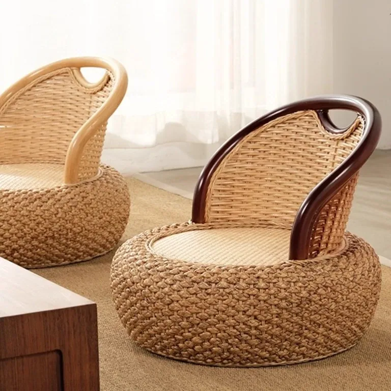 Fauteuil rotin tissé rond pour salon et balcon – Image 2