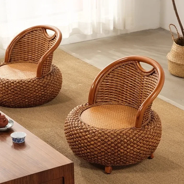 Fauteuil rotin tissé rond pour salon et balcon – Image 3