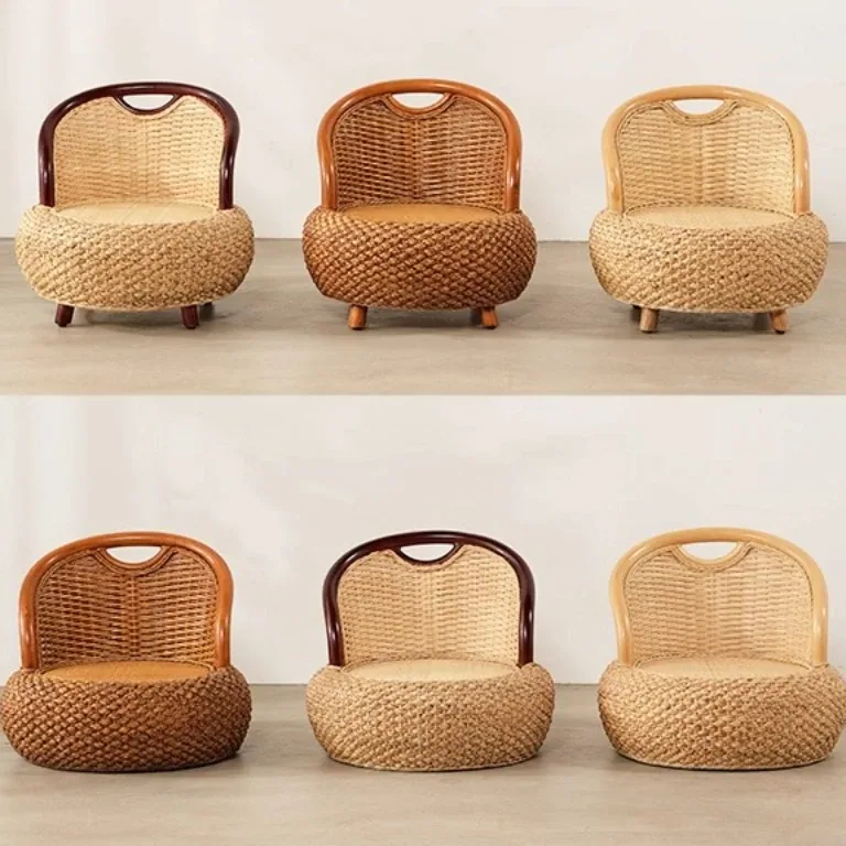 Fauteuil rotin tissé rond pour salon et balcon – Image 5