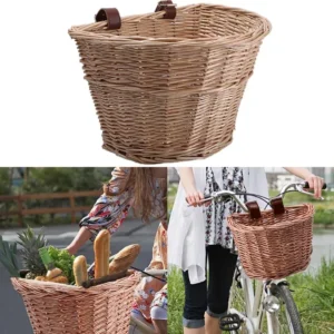 Grand panier en osier en forme de D pour vélo