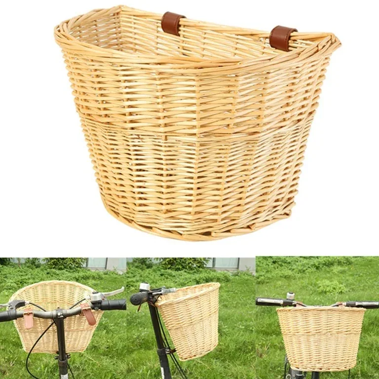Grand panier en osier en forme de D pour vélo – Image 2