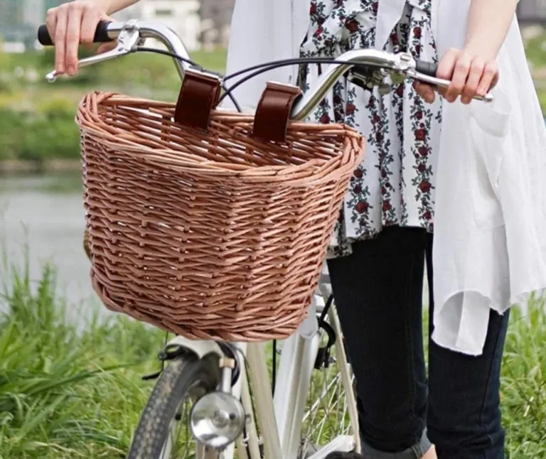Grand panier en osier en forme de D pour vélo – Image 3