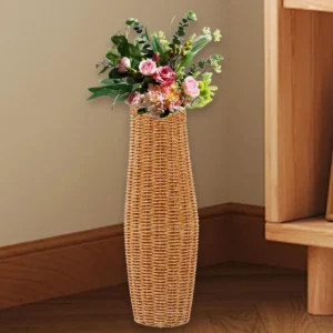 Grand vase décoratif en osier et plastique moderne