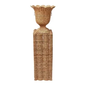 Grand vase rotin tissé main style scandinave