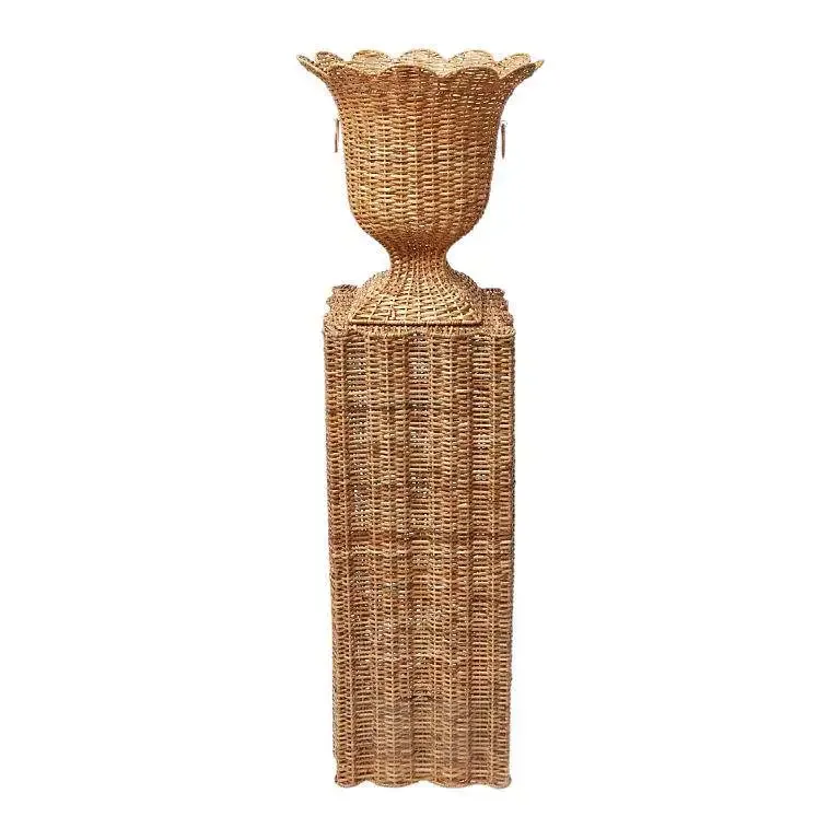 Grand vase rotin tissé main style scandinave
