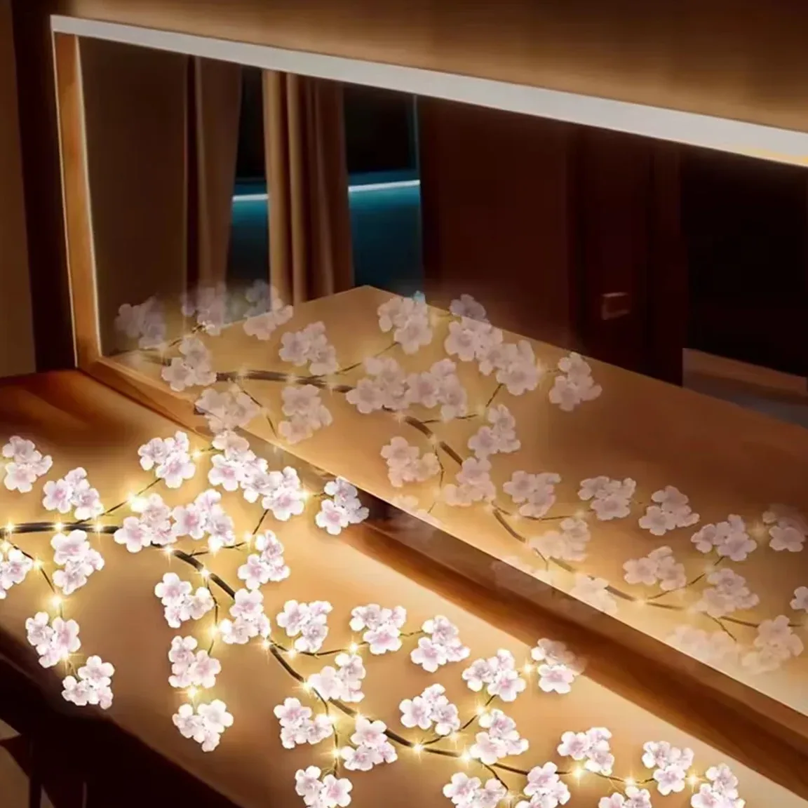 Guirlande 72 LED Fleur de Cerisier USB rotin 8 modes – Image 5