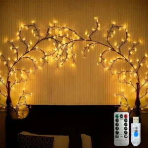 Guirlande rotin 96LED USB branches blanc chaud