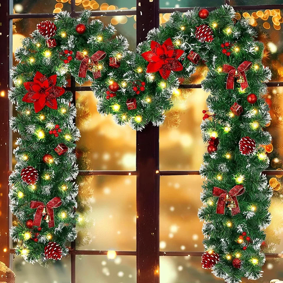 Guirlande rotin étoile LED 2,7 m pour décoration