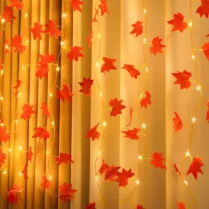 Guirlande rotin LED feuilles d'érable USB
