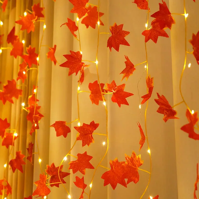Guirlande rotin LED feuilles d'érable USB – Image 2