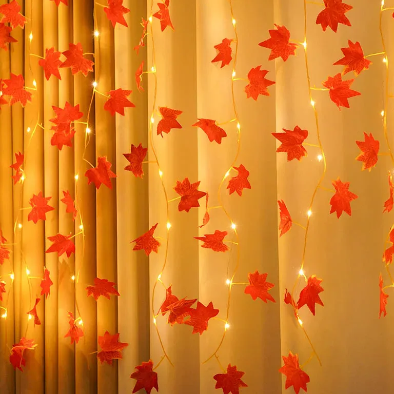 Guirlande rotin LED feuilles d'érable USB – Image 3