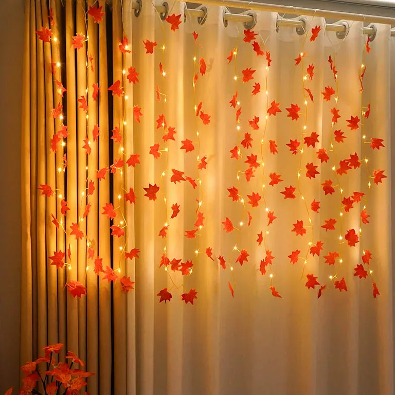 Guirlande rotin LED feuilles d'érable USB – Image 4