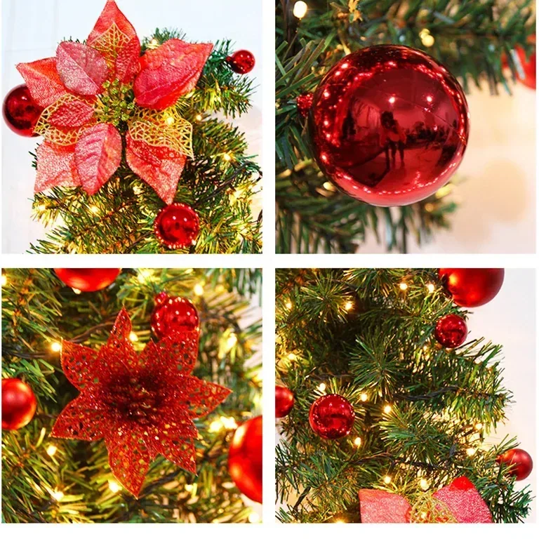 Guirlande rotin LED Noël 2,7 m avec fleurs artificielles – Image 3