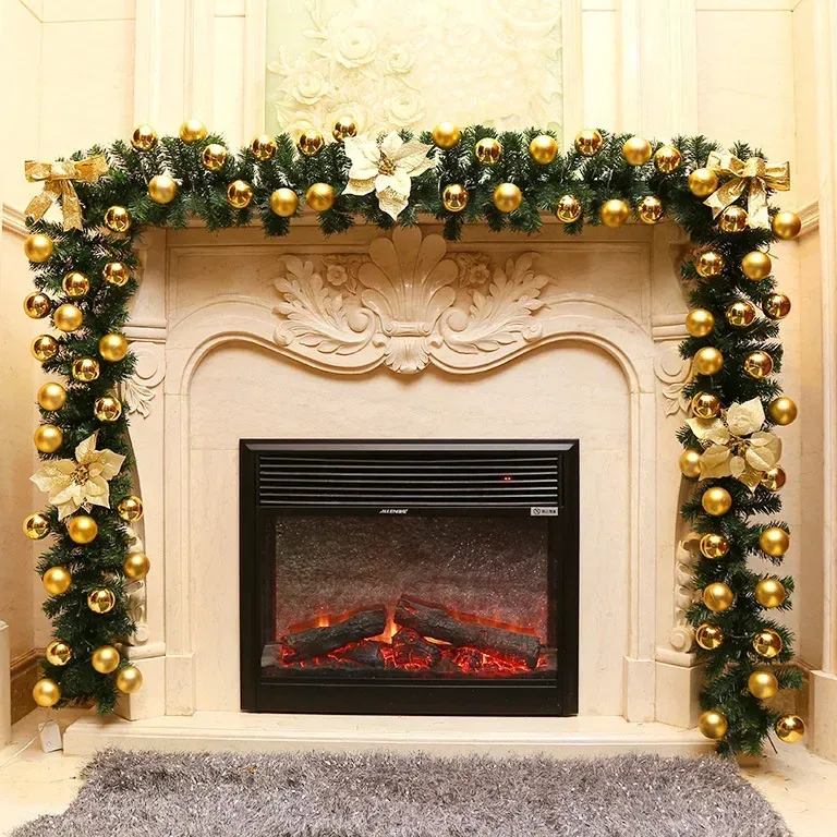 Guirlande rotin LED Noël 2,7 m avec fleurs artificielles – Image 5