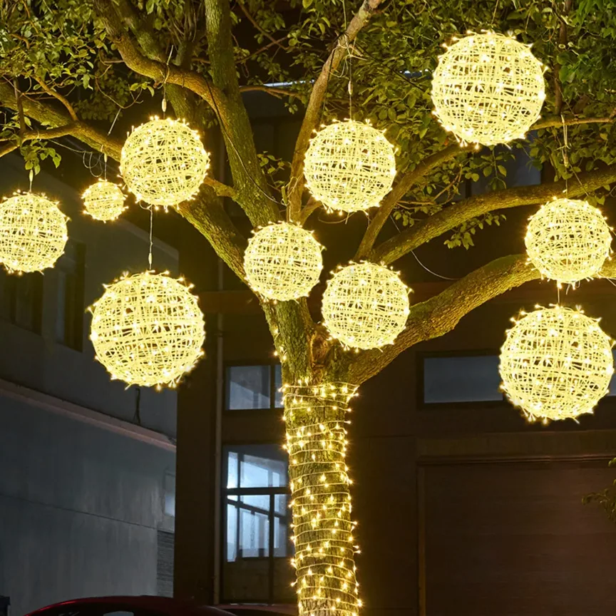 Guirlande rotin lumineuse suspendue 20/30 cm – Image 4