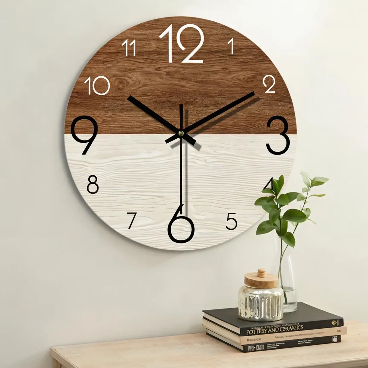 Horloge murale ronde bois 35 cm silencieuse – Image 2
