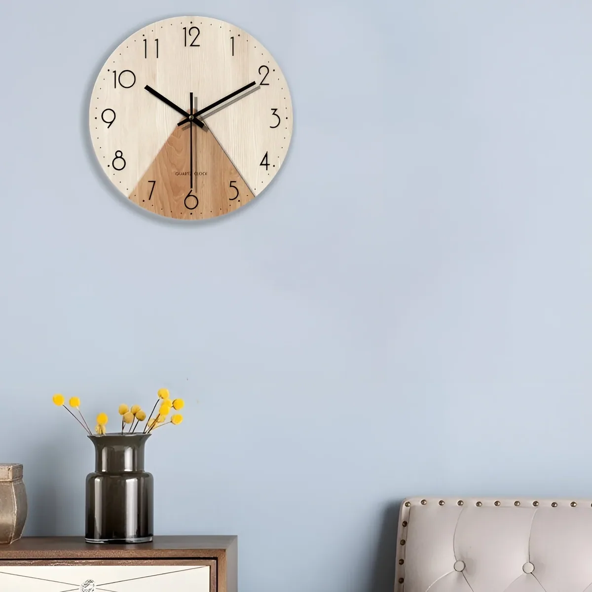 Horloge murale ronde bois 35 cm silencieuse – Image 3