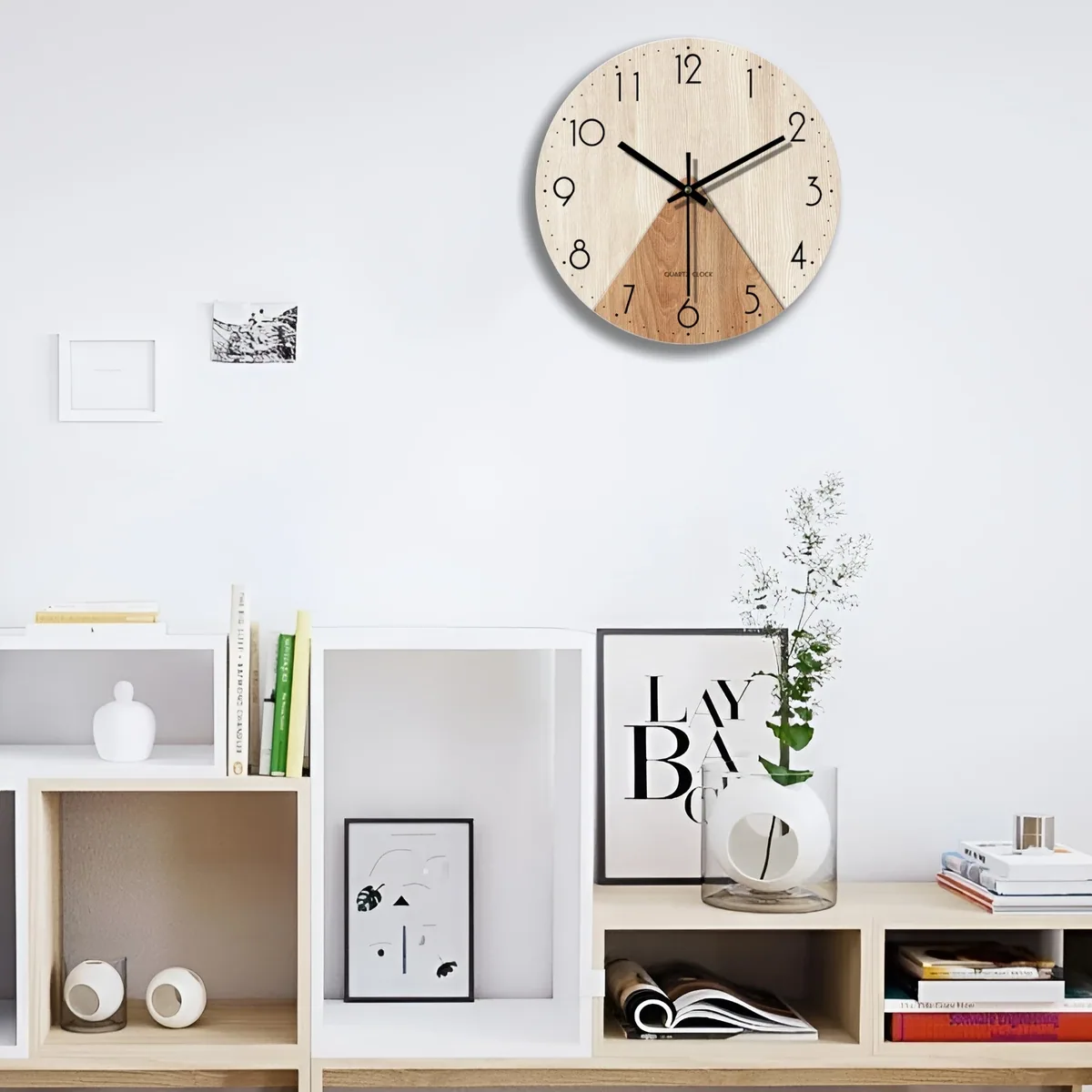 Horloge murale ronde bois 35 cm silencieuse – Image 4