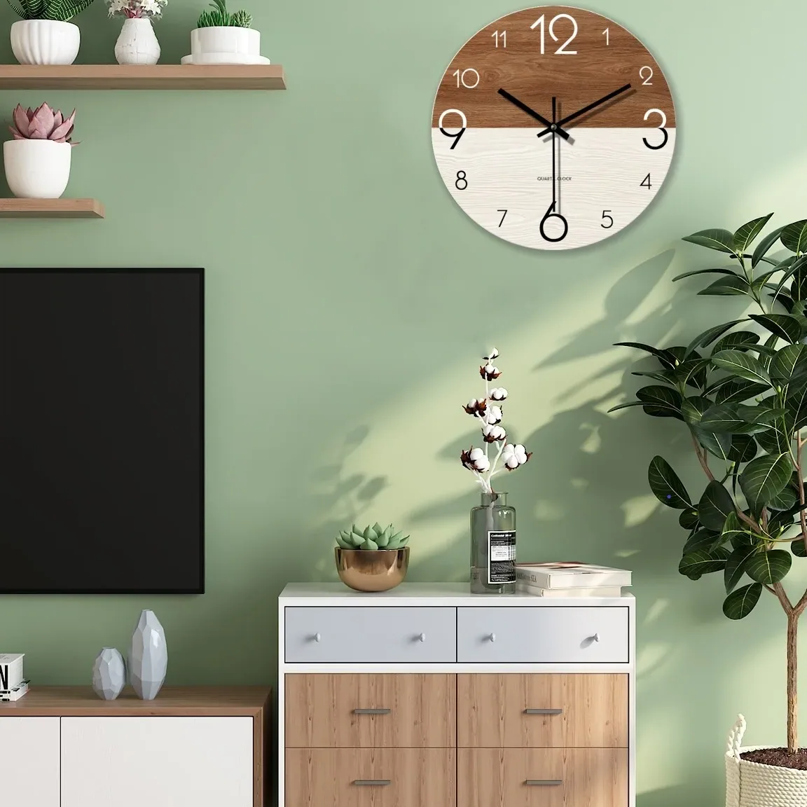 Horloge murale ronde bois 35 cm silencieuse – Image 5