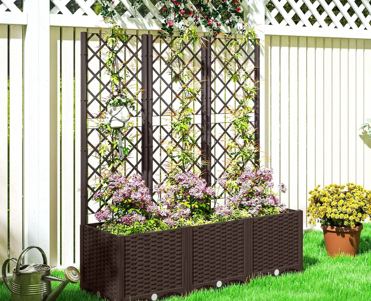 Jardinière surélevée 3 pièces avec treillis losange – Image 2