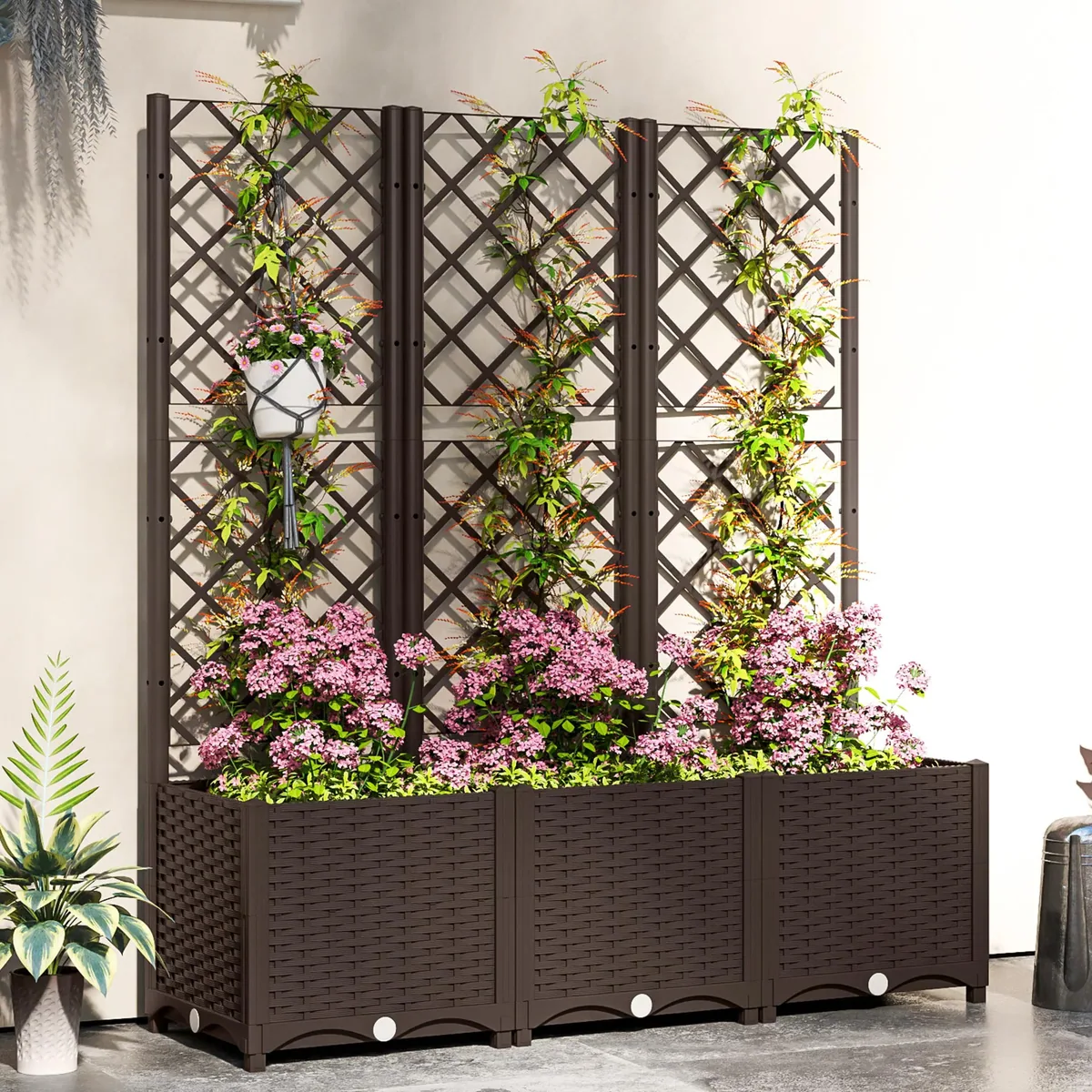Jardinière surélevée 3 pièces avec treillis losange – Image 3