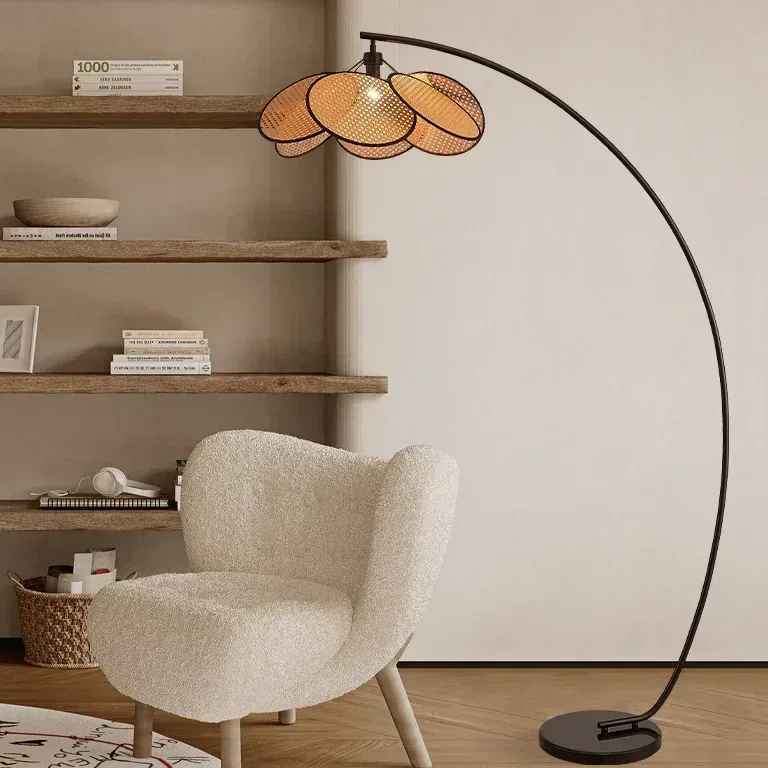 Lampadaire rotin noir dimmable S60cm – Image 2
