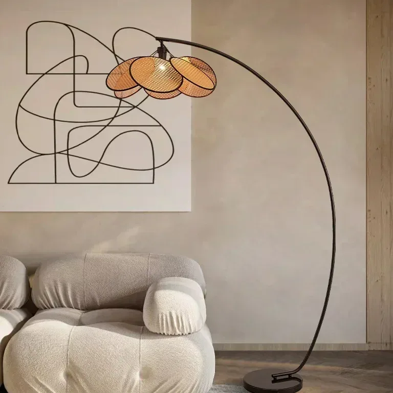 Lampadaire rotin noir dimmable S60cm – Image 3