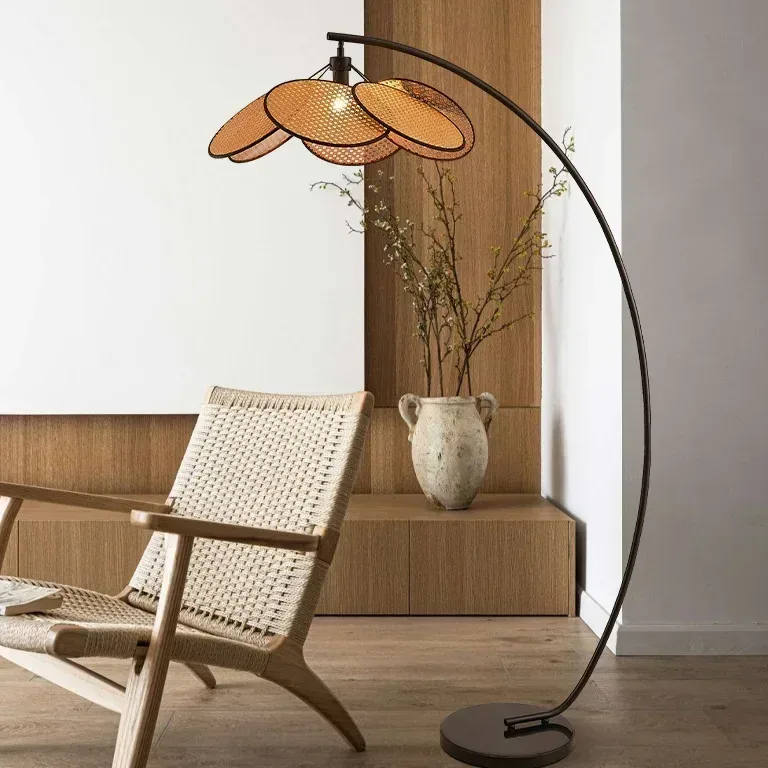 Lampadaire rotin noir dimmable S60cm – Image 4