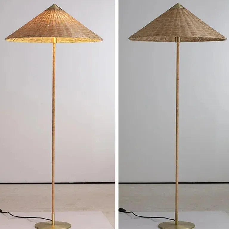 Lampadaire tissé en rotin pour salon et chambre – Image 4