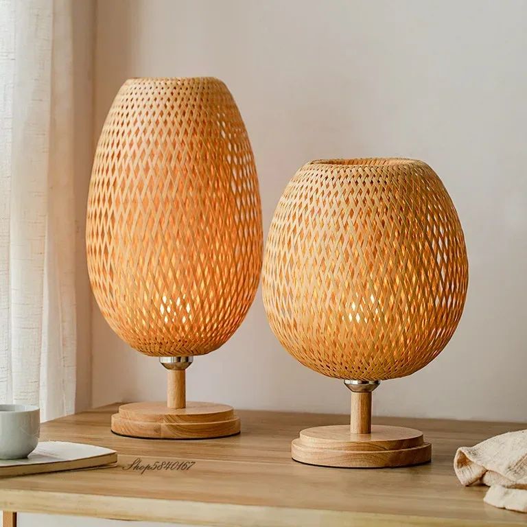 Lampe de chevet bambou vintage style chinois – Image 2