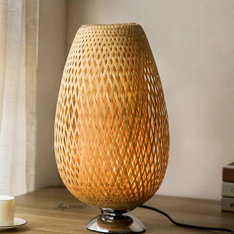 Lampe de chevet bambou vintage style chinois – Image 4