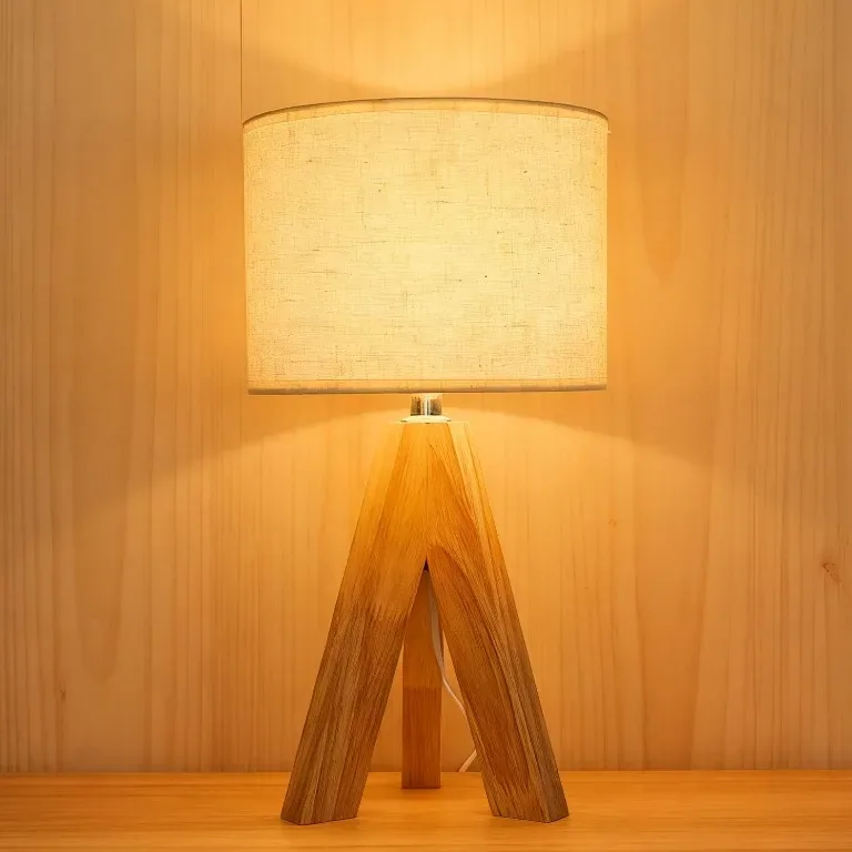 Lampe de sol et de table bois triangulaire LED