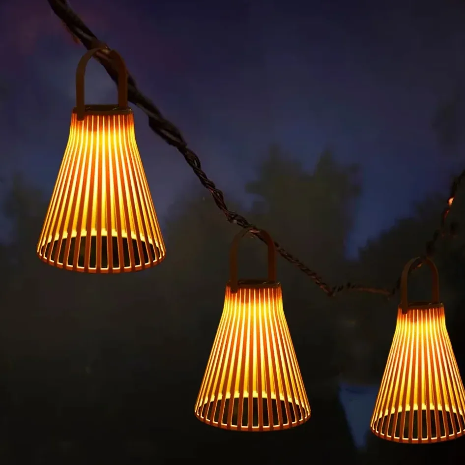 Lampe solaire suspendue en rotin tressé extérieure – Image 4