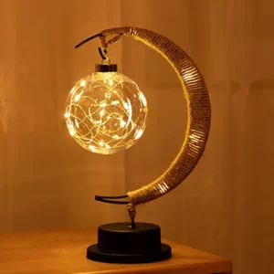 Lampe veilleuse boule lune en fil de fer et PET