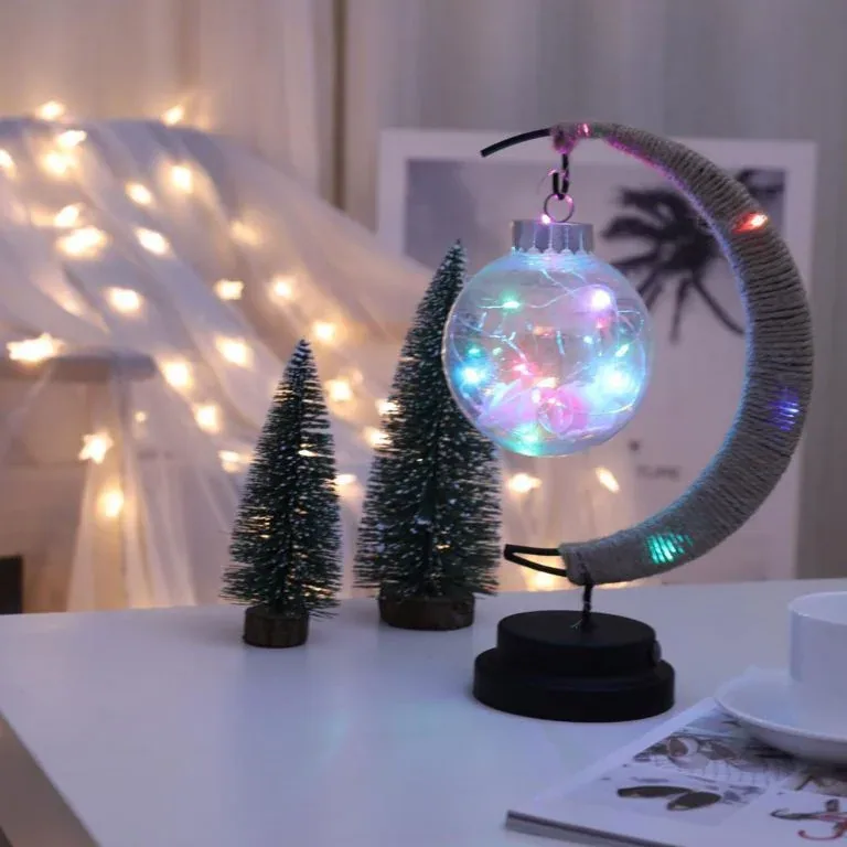 Lampe veilleuse boule lune en fil de fer et PET – Image 2