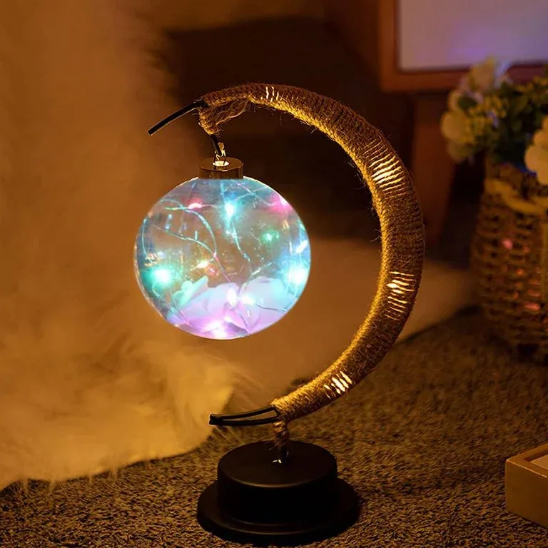 Lampe veilleuse boule lune en fil de fer et PET – Image 3